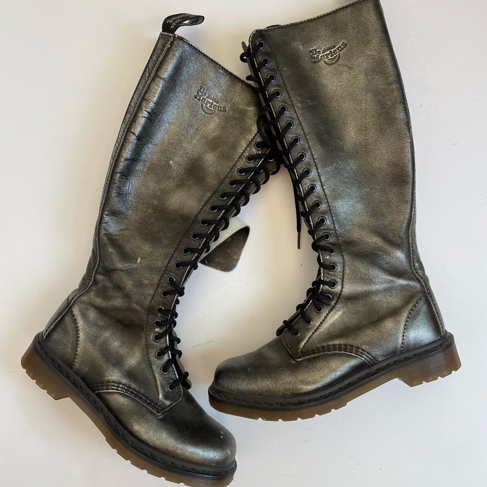 Silver Knee High Dr. Martens Boots